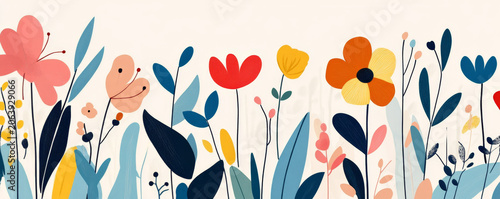 Colorful Wildflowers in Modern Illustration
