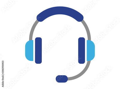 Modern headset with microphone icon for online communication and support.