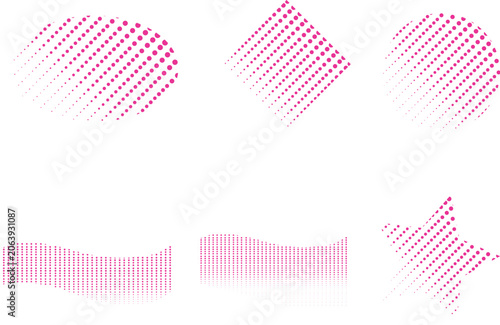 Pink Halftone Dotted Geometric Shapes Collection Abstract Gradient Dot Elements Vector Se