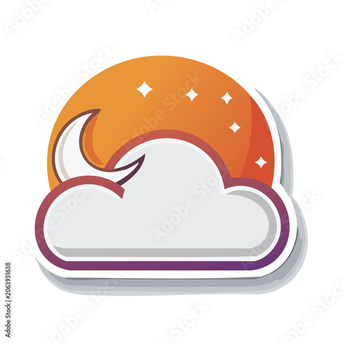 Sun, Moon, and Cloud Icon with Transparent Background