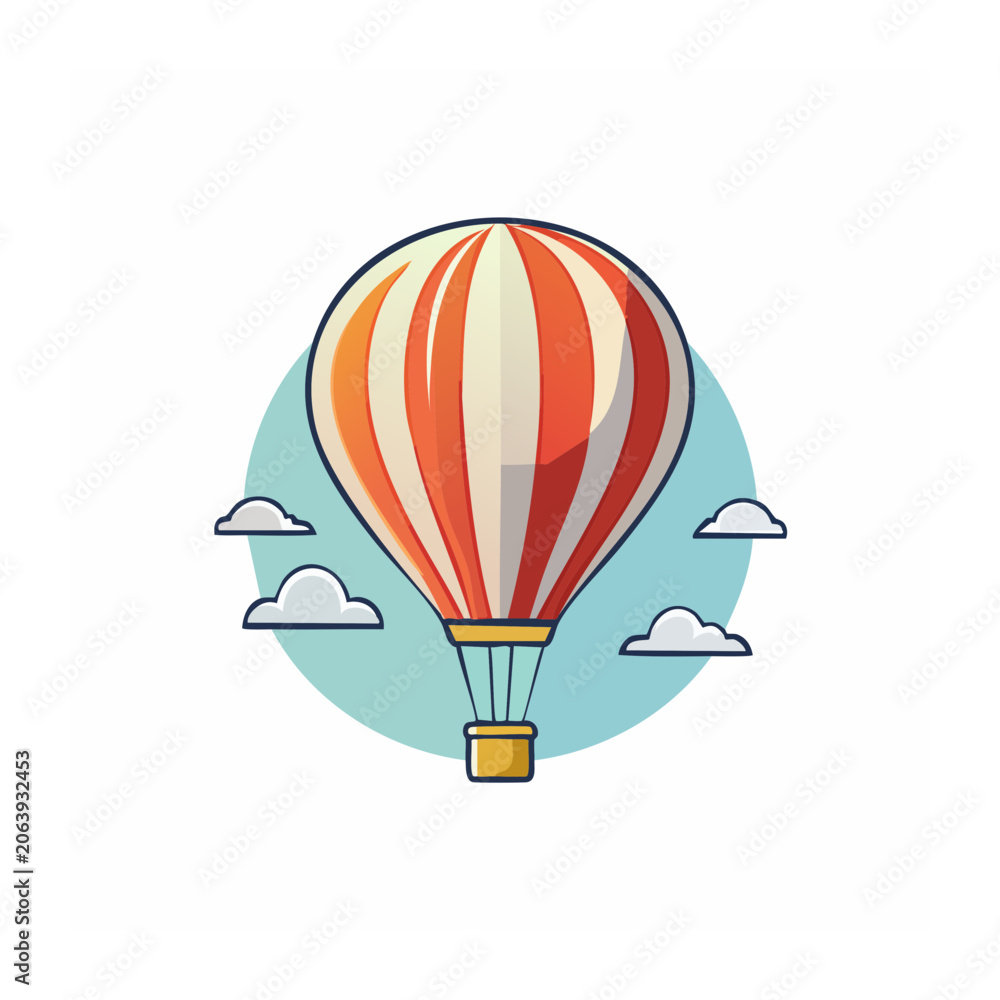 Fototapeta premium Flat design hot air balloon with basket