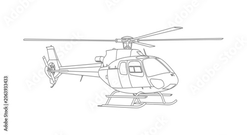 A helicopter is flying in air.