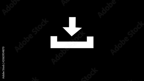 Download icon animation on black screen.
