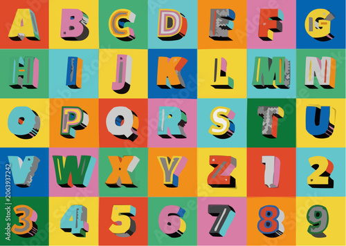 alphabet of colorful letters