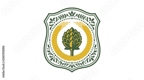 Photos Minimalist Flat Design 2D Icon of Bavarian Alpine Shield for Oktoberfest Germany