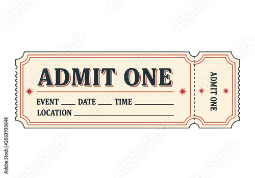 Bild auf Leinwand Graphic asset of vintage style admit one ticket vector for projects
