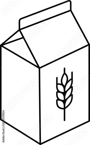 Wheat bag packaging icon, thin black outline technical vector illustration