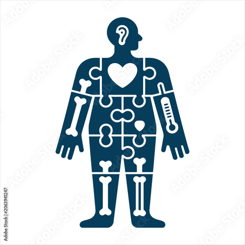 Human Body Anatomy Puzzle with Medical Icons jigsaw