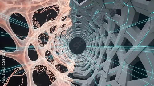 4K Abstract Biological Neurons Transforming into Digital Neural Matrix Loop