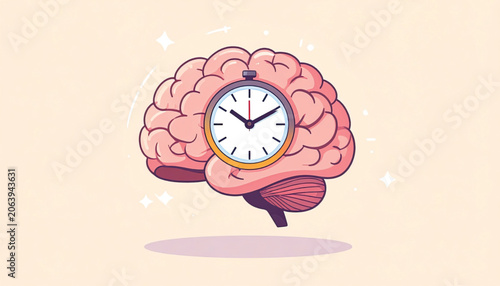 Brain with clock in the middle.