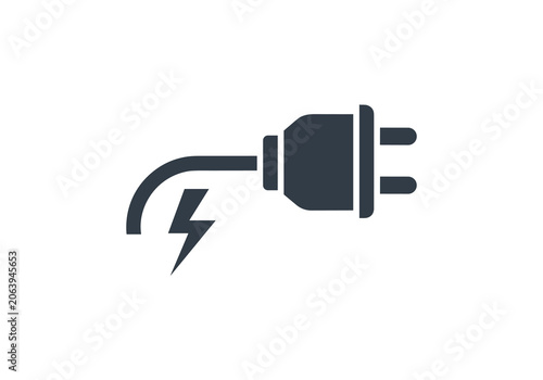 Electric car charging plug with lightning bolt.