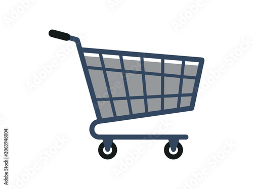 Dark grey shopping cart vector icon, realistic representation for commerce and retail.