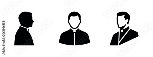 фотографія Set of Catholic priest or clergyman icons in different poses, representing relig