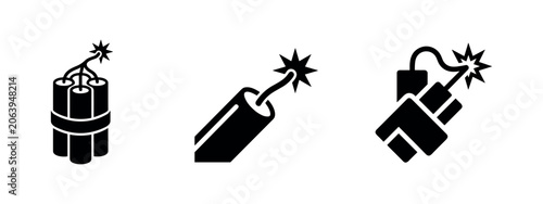 Obraz na plátně Dynamite Sticks with Lit Fuses Icon Set