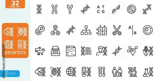 Foto Genetics Vector illustration line editable Icons set