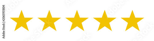 Bild auf Leinwand Gold star rating bar with five yellow stars