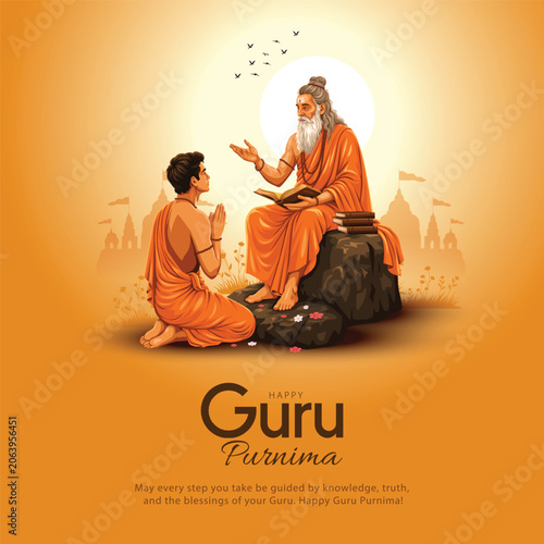 Foto new Happy guru Purnima guru and shishya blessing