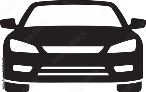 Bild auf Leinwand Front car view silhouette vector icon