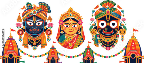 Jagannath Rath Yatra with Jagannath Balabhadra and Subhadra Face