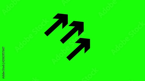 three by black color arrows from right to left on a green background.