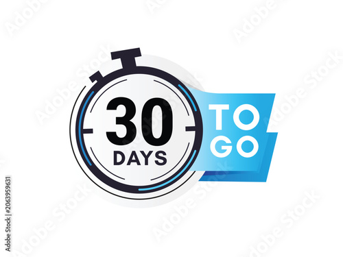 30 days to go icon for offer or countdown timer. Offer countdown Days left sign vector.