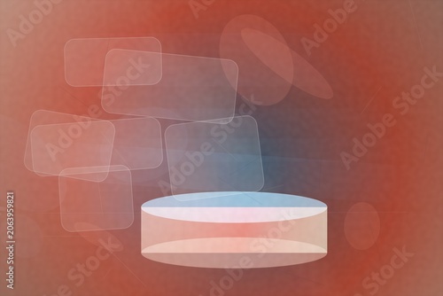 Minimalist 3D Cylinder with Floating Geometric Shapes