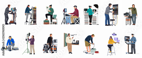 Foto Diverse Collection of Media Production and Film Industry Technical Crew Members