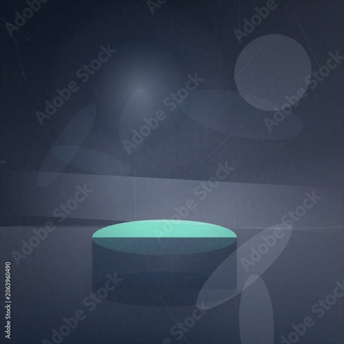 Teal Cylinder with Light and Shadow in Dark Background