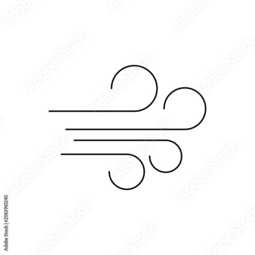 Blowing wind breeze single icon with editable stroke, highly useful for weather applications, air quality monitors, and renewable energy platforms.