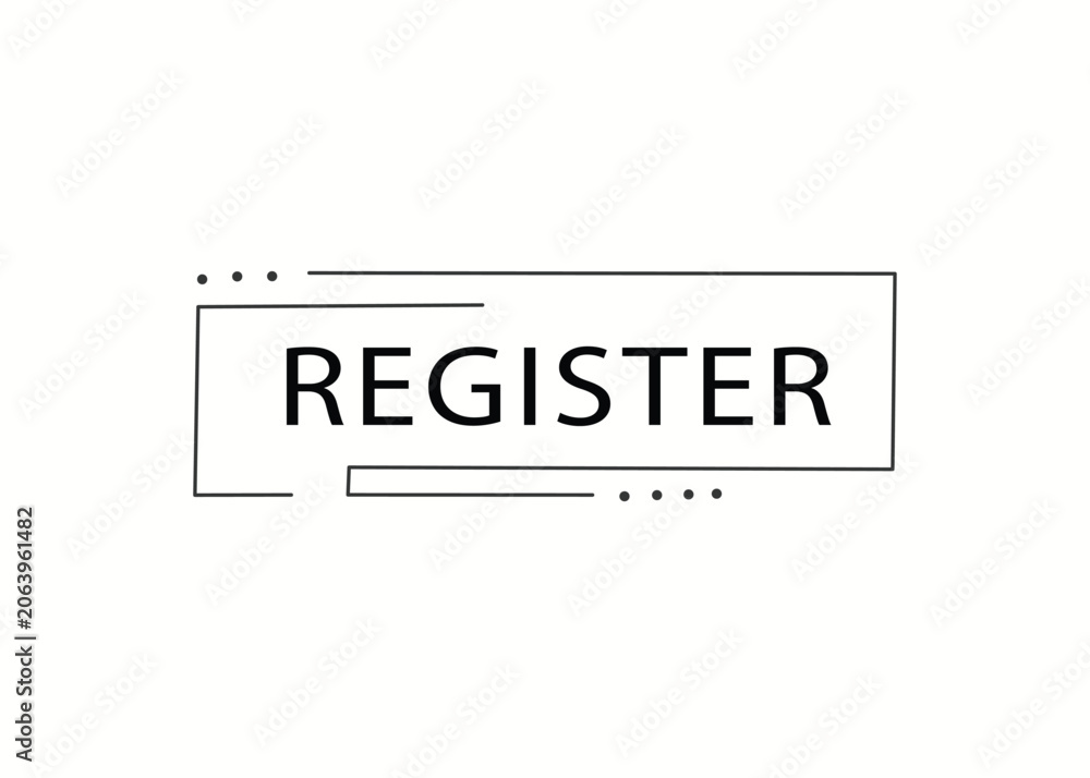 Fototapeta premium Register banner text on Linear badge illustration colorful. Editable template all elements eps.