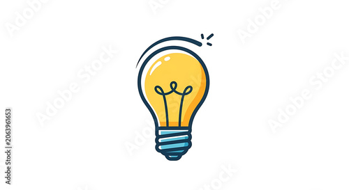 Light bulb icon, creative idea symbol, flat vector illustration of a glowing lightbulb