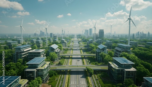Neon Green Metropolis: Futuristic Eco Smart City Powered by Clean Energy
