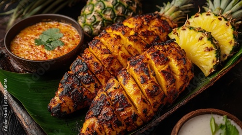 Grilled Pineapple with Tropical Sauces and Sides