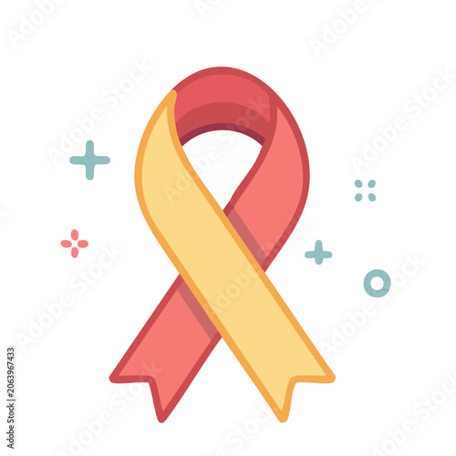 Pink and Yellow Awareness Ribbon Icon