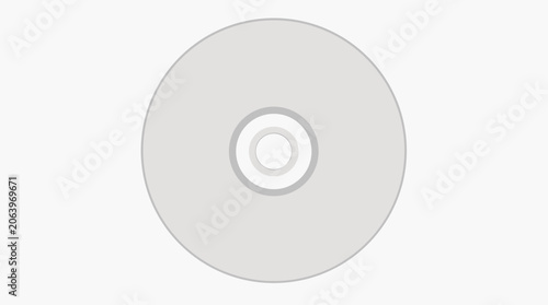 Blank Compact Disc or Digital Versatile Disc Icon, Flat Vector Illustration of an Optical Storage Medium on a Light Background for Data Backup, Software Installation, and Multimedia Projects.