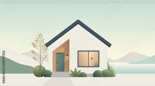 Simple Modern House Home Icon Flat Vector Illustration Minimalist Real Estate Architecture Design Building Symbol for Residential Property Logo Website Interface Isolated on White Background