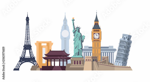 Colorful illustration of famous landmarks from around the world (2)