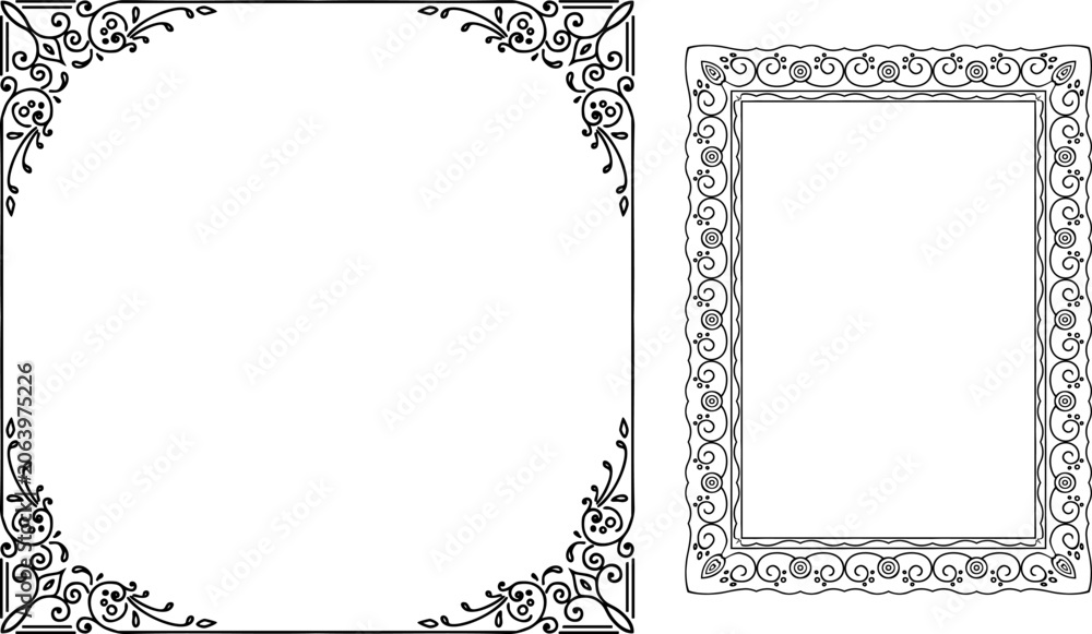 Naklejka premium vector frames black on a white background, borders