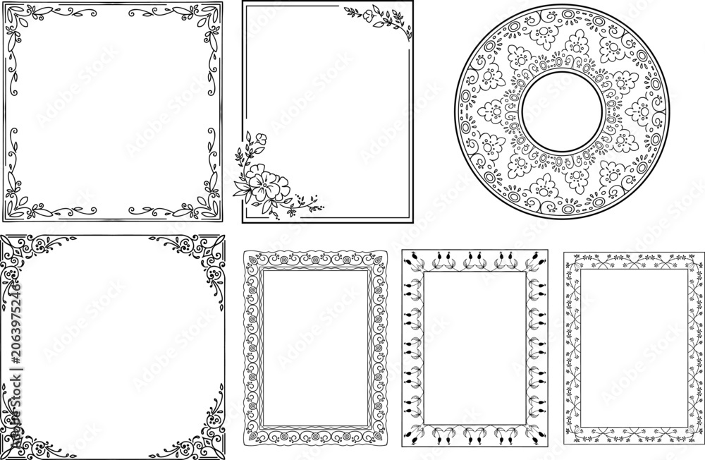 Naklejka premium vector frames black on a white background, borders
