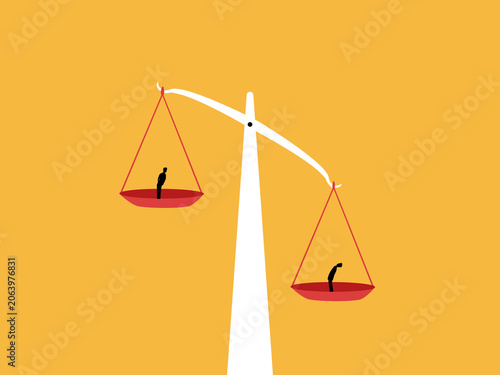 Canvastavla Two businessmen on unequal scales.