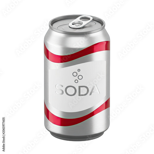 Aluminum Soda Can with Red Swirls and Bubbles