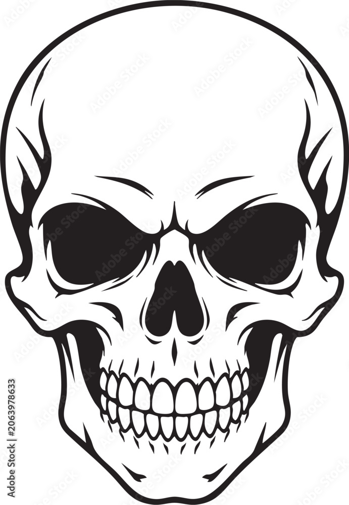 Fototapeta premium Human Skull Silhouette Vector Illustration Halloween Horror Symbol