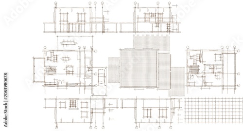 residential house architectural sketch 3d illustration