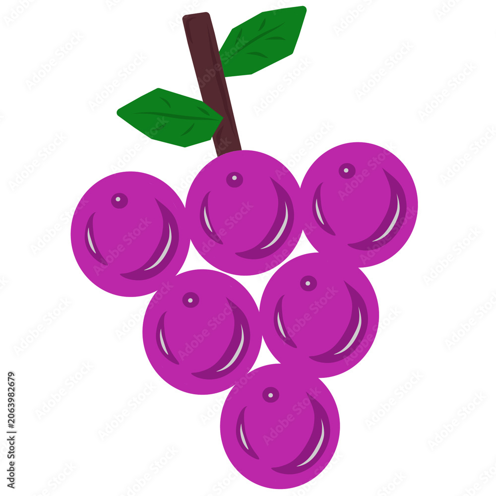 Obraz premium vector illustration of grapes with leaves