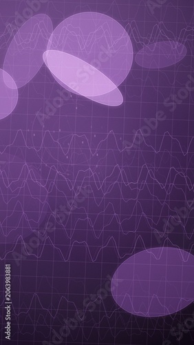 Abstract purple background with financial graphs and shapes