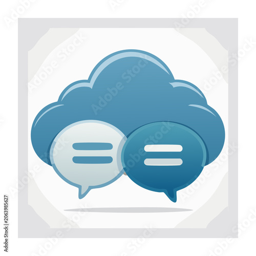 Cloud and speech bubbles icon for communication