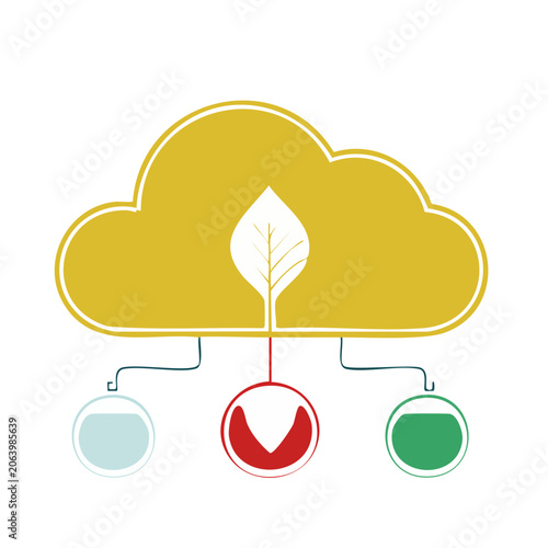 Cloud with Leaf and Connected Nodes Illustration