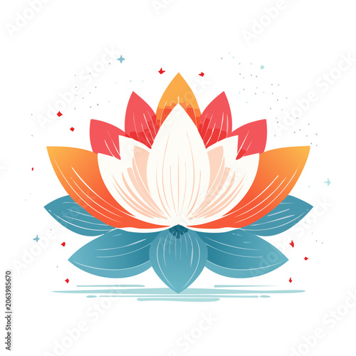 Colorful flat design lotus flower illustration