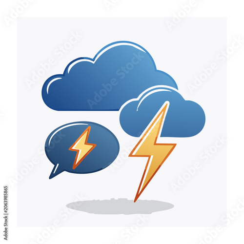 Flat design lightning and cloud illustration