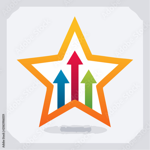 Star with upward arrows symbolizing growth and success